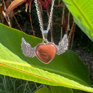 NEW Goldstone Wings Pendant Necklace